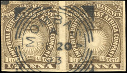 British East Africa SG 4ba 1890-95 ½a imperf horizontal pair ...