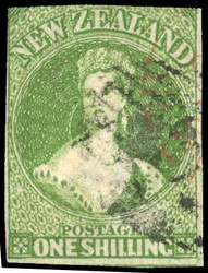 New Zealand SG 3 used classic 1855-57 Wmk large star 1/- pale ...