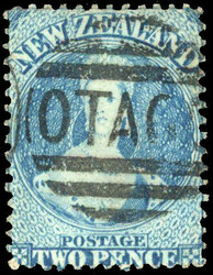 New Zealand SG 96a used 1863 2d dull deep blue, perf 13, used by ...