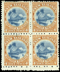 New Zealand SG 342a 1904 4d mixed perfs block mint 1904 4d mixed ...
