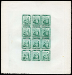 Nevis SG 1 Colour Proof sheet in bright green 1962 greyish paper ...