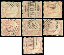 Nevis SG 2 partial reconstruction used 1862 4d dull rose partial used ...