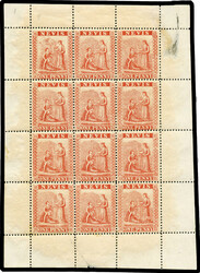Nevis SG 15 sheet mint 1871-8 1d pale red sheet of twelve, Pane ...