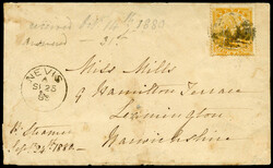 Nevis SG 18 cover to Warwickshire 1880 envelope (a little soiled) to ...