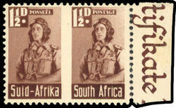 South Africa SG 99b mint 1942-4 bantam War Effort 1½d marginal pair ...