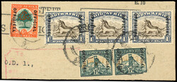 South Africa SG O25c used Officials. 1939 1/- brown and chalky blue ...