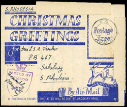 Southern Rhodesia 1944 Christmas Greetings airletter form used 1944 ...