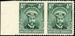 Southern Rhodesia SG 1a ½d pair imperf between mint1924-9 ½d ...