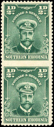 Southern Rhodesia SG 1b ½d vertical pair imperforate between ...