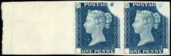 GB 1840 1d Rainbow Trial pair in deep blue 1840 1d Rainbow Trial ...