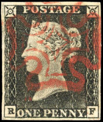 GB SG 2 1840 1d black Plate 1a RF used 1840 1d black Plate 1a ...