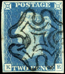 GB SG 5 1840 2d steel blue shade used 1840 2d steel blue Plate 1 (KE) ...