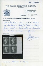 GB SG 7 1841 1d red-brown Plate 10 block mint 1841 1d red-brown Plate ...