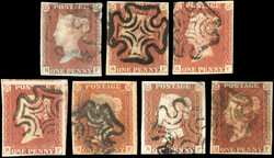 GB SG 7 1841 1d red-brown from 'black' plates group lettered RF used ...