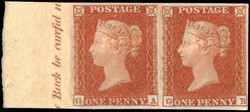 GB SG 8 1841 1d red-brown Plate 131 pair mint 1841 1d red-brown Plate ...