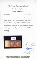 GB SG 8 1841 1d red-brown Plate 131 pair mint 1841 1d red-brown Plate ...