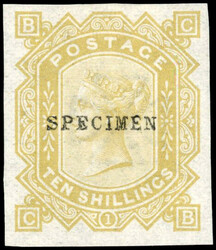 GB SG 128 1878 10s colour trial in bistre 1878 10s imperforate colour ...