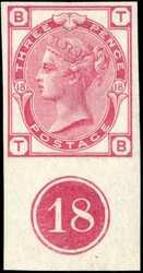 GB SG 143 1875 3d rose Plate 18 imprimatur with Plate number 1875 3d ...