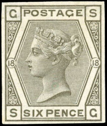 GB SG 147 1880 6d Plate 18 (abnormal) imperforate imprimatur 1880 6d ...
