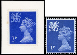 GB Wales SG W14 1971 3p ultramarine emblem-contrast trial essay Wales ...