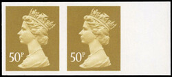 GB SG X991ab 1992 50p ochre imperforate pair mint 1992 50p ochre ...
