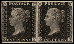 GB 1865 1d black 'Royal Reprint' pair mint1865 1d black ‘Royal ...