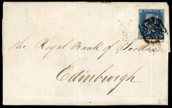 GB 1840 2d blue, pair of covers, Greenock MC and 1844 Barred Numeral ...