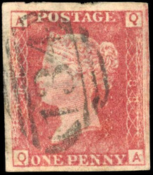 GB 1864-79 1d lake-red, variety imperforate, SG 44a 1864-79 1d ...