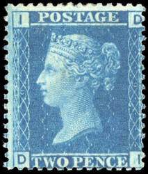 GB SG 45wi 2d Plate 9 mint watermark inverted 1858-76 2d blue Plate 9 ...