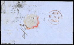 GB 1856 entire to New York, USA, franked by 1847-54 embossed 1s green ...