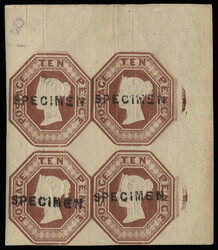 GB 1848 SG 57 10d Specimen block 1848 10d brown. Very fine and fresh ...