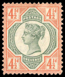 Great Britain SG 206var 4½d colour trial1892 Jubilee 4½d colour ...