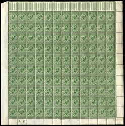 GB 1911-12 ½d green and 1d pale carmine, complete panes of 120 SG ...