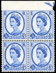 GB: 1965 Multiple Crowns 4d deep ultramarine, whiter paper, mint pair ...