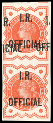 Great Britain SG O13c 1882-1901 I.R. Official ½d vermilion imperf ...