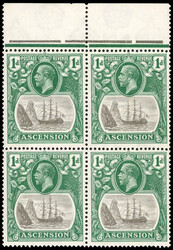 Ascension SG 11d block mint 1924-33 1d grey-black and bright ...