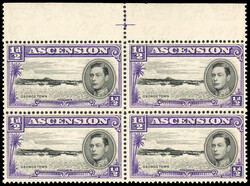 Ascension SG 38a block mint 1938-53 ½d black and violet, perf 13½, ...