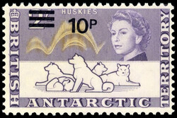 British Antarctic Territory SG 34w 1971 10p on 2s watermark inverted ...