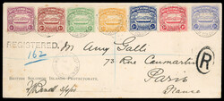 Solomon Islands SG 1-7 on 1908 cover1908 registered printed envelope ...