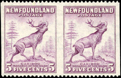 Newfoundland SG 280ad pair imperf vertically mint 1941 5c Caribou Die ...
