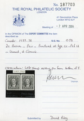 Canada SG O98 1937-38 official 2c brown pair Officials. 1937-38 2c ...