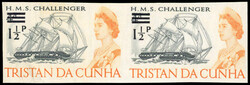 Tristan da Cunha SG 139 var pair 1971 1½p on 4d black and orange ...