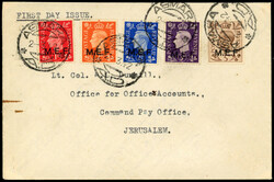 BOIC MEF SG M6 - M10a FDC 1942 envelope to Jerusalem bearing Nairobi ...