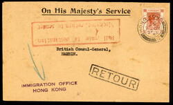 Hong Kong/China 1946 blockaded cover 1946 OHMS envelope bearing 8c ...