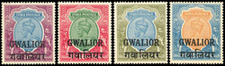 ICS Gwalior SG 98-101 mint 1928-36 5r to 25r o.g., 10r a little gum ...