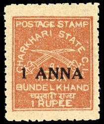 IFS Charkhari SG 56 mint 1939 1 ANNA on 1r chestnut, large part o.g. ...