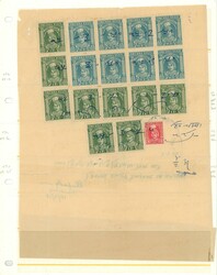IFS Orchha SG 34, 42, 45 fiscally used on document 1939-42 1a, 1r ...