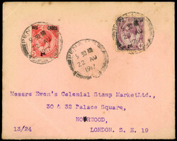 Malaya Straits Settlements SG 216/17 1917 cover to England with 1917 ...