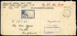 Singapore 1941 RAOC OHMS cover 1941 stampless OHM S envelope (9 x 4") ...
