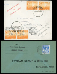 Singapore pair of covers from Christmas Island Christmas Island. 1953 ...